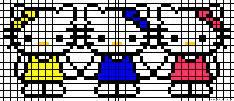 Схема фенечки Hello Kitty