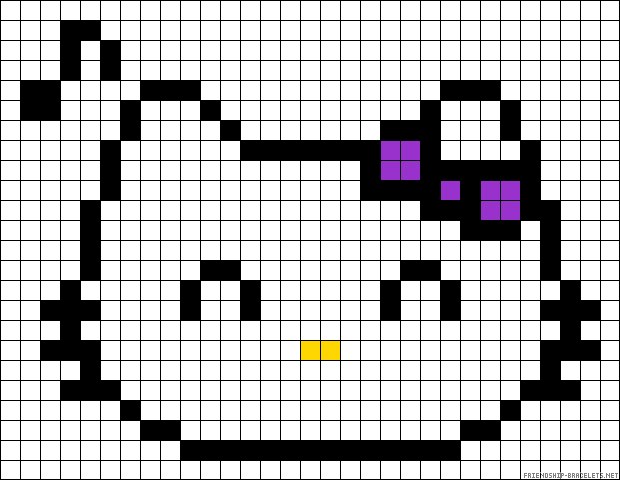 Схема фенечки Hello Kitty